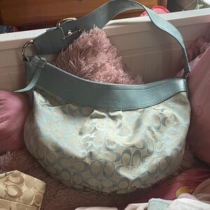 Coach Blue and Cream Hobo Bag